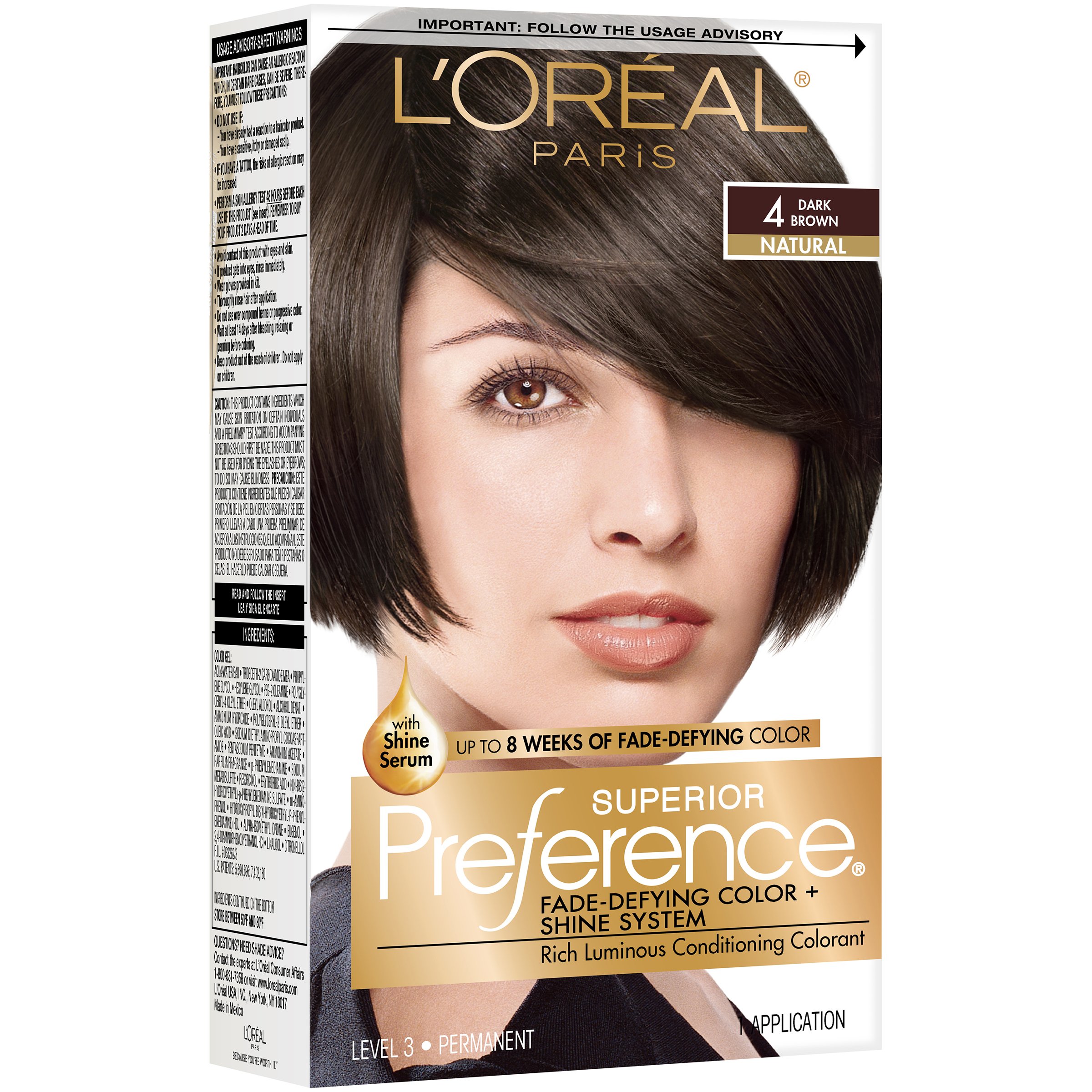 L'Oreal Paris Superior Preference Permanent Hair Color, 4 Dark Brown