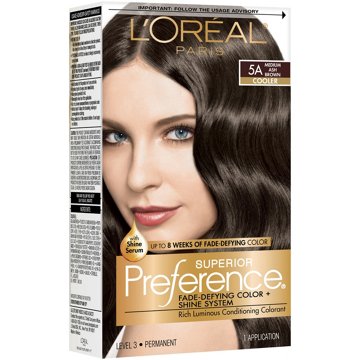 L'Oréal Paris Superior Preference Permanent Hair Color, 5A Medium Ash Brown, kit