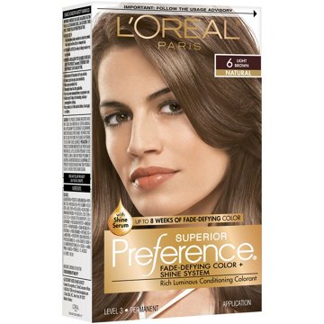 L'Oréal Paris Superior Preference Permanent Hair Color, 6 Light Brown, kit