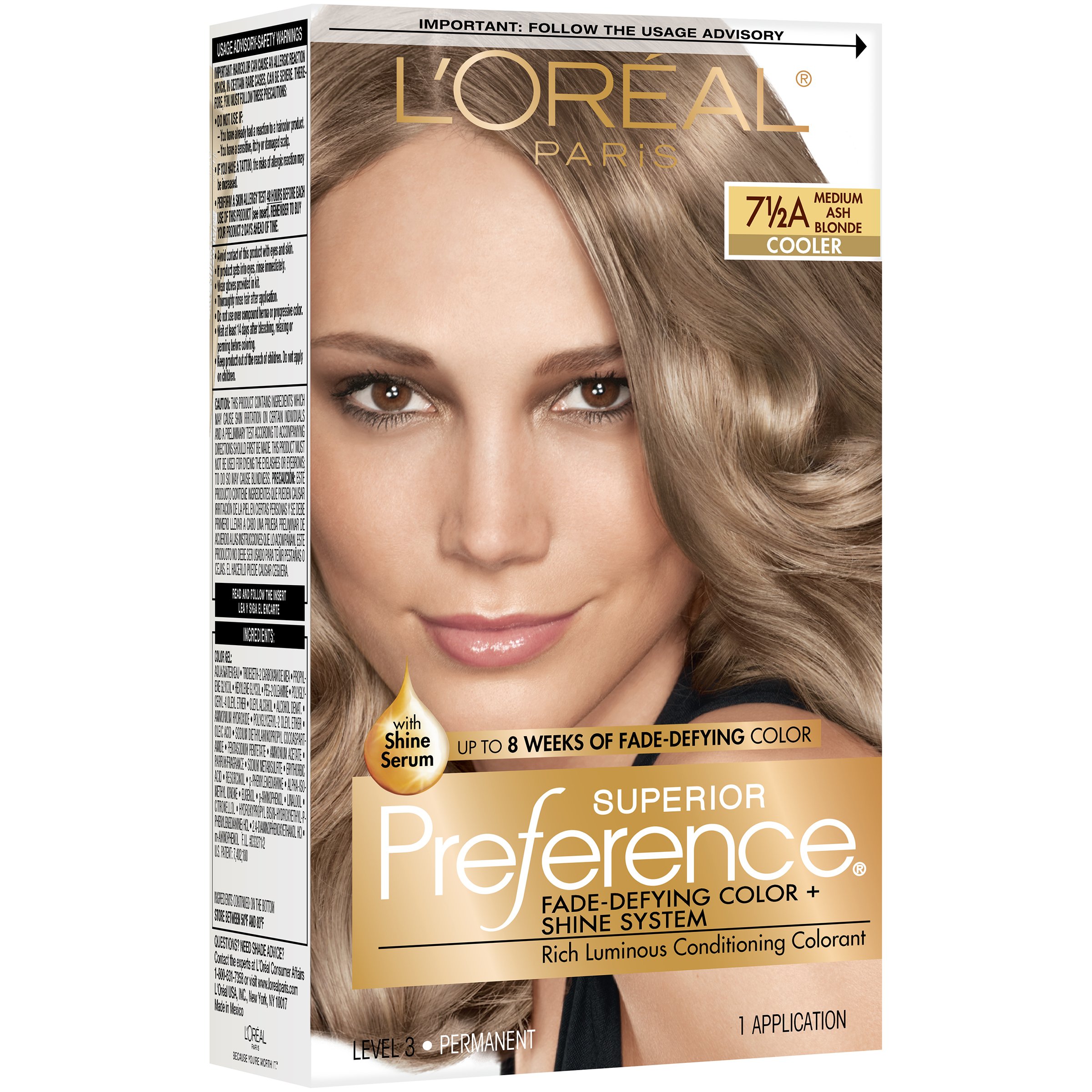 L'Oréal Paris Superior Preference Permanent Hair Color, 7.5A Medium Ash ...