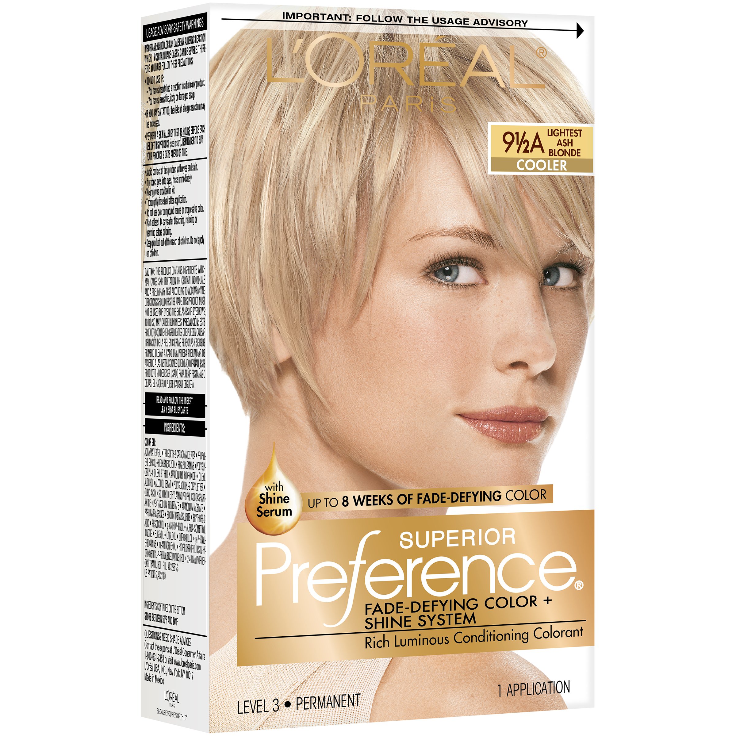 L Oreal Paris Superior Preference Permanent Hair Color 9 5a Lightest Ash Blonde Shop Hair Color At H E B