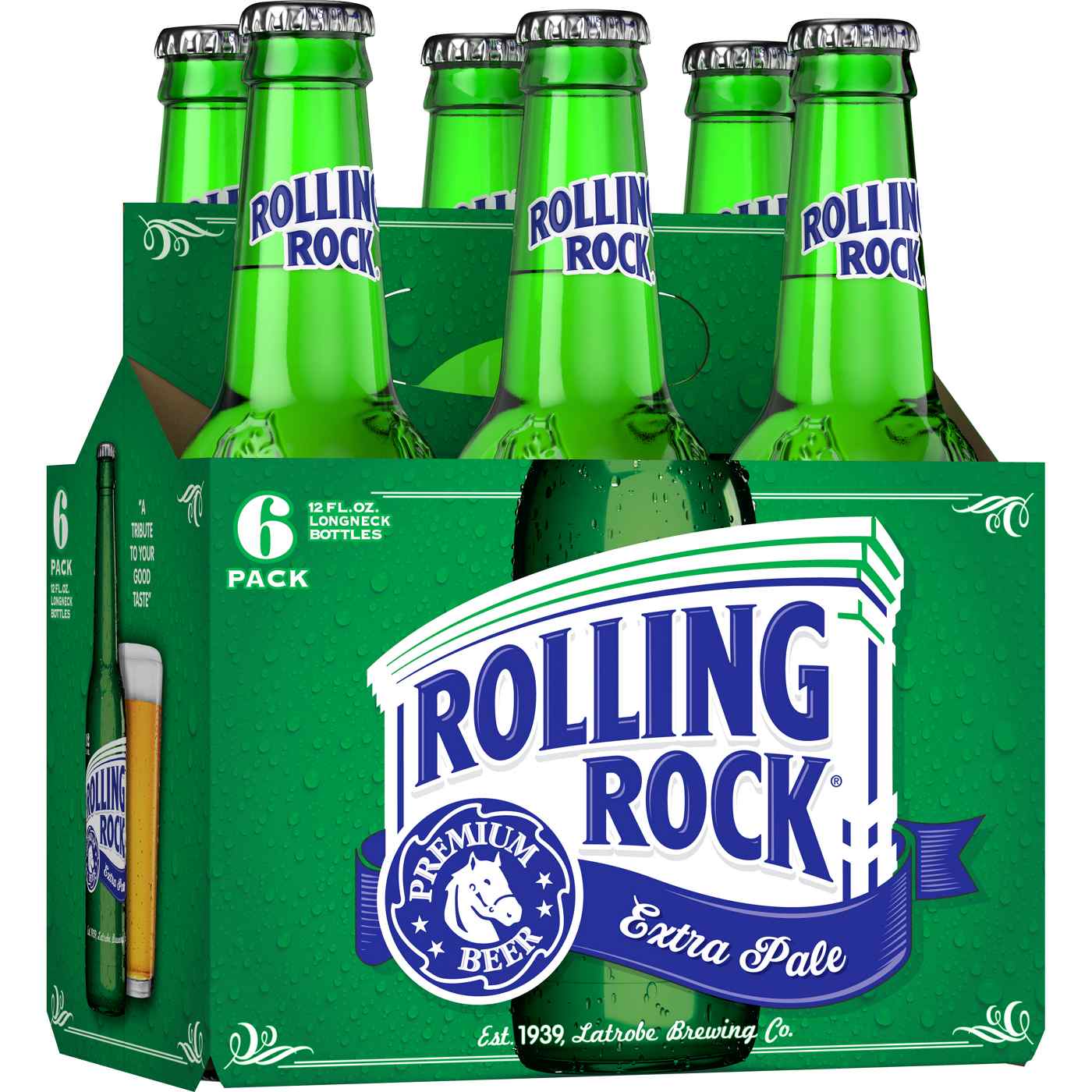 Rolling Rock Premium Extra Pale Beer 6 pk Bottles; image 1 of 2