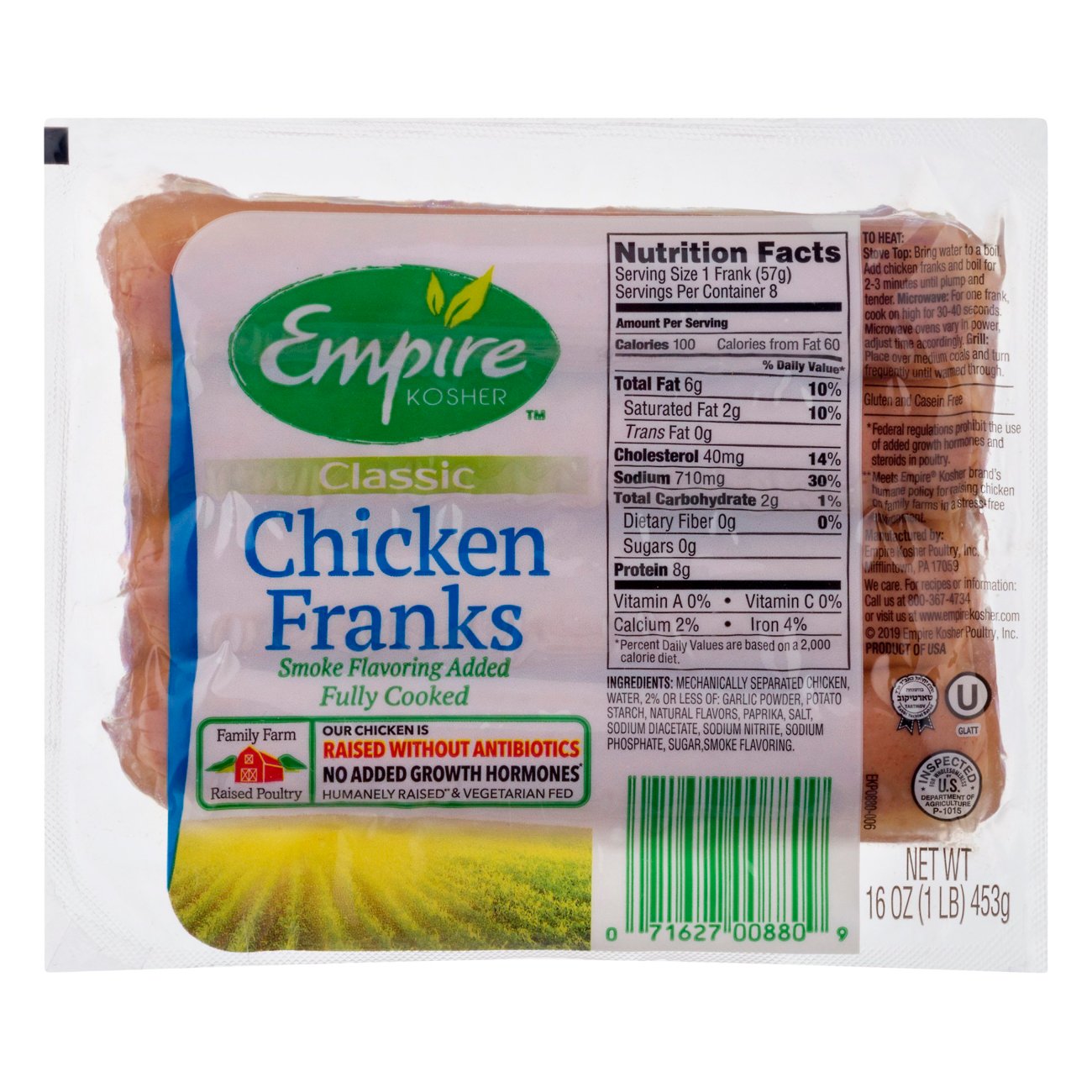 Empire Kosher Kosher Franks Uncured Chicken Shop Sausages & Hot Dogs