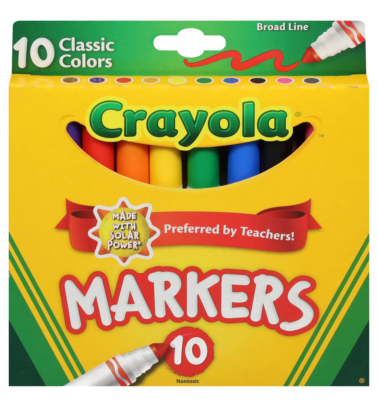 Crayola Ultra-Clean Bright Broad Line Marker, 10 Count 