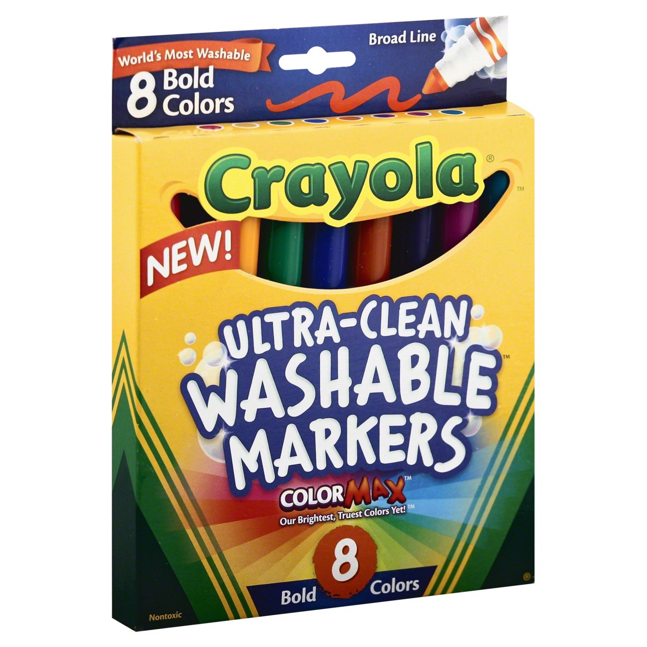 Crayola Ultra-Clean Washable Markers, Broad Line, 8 Count
