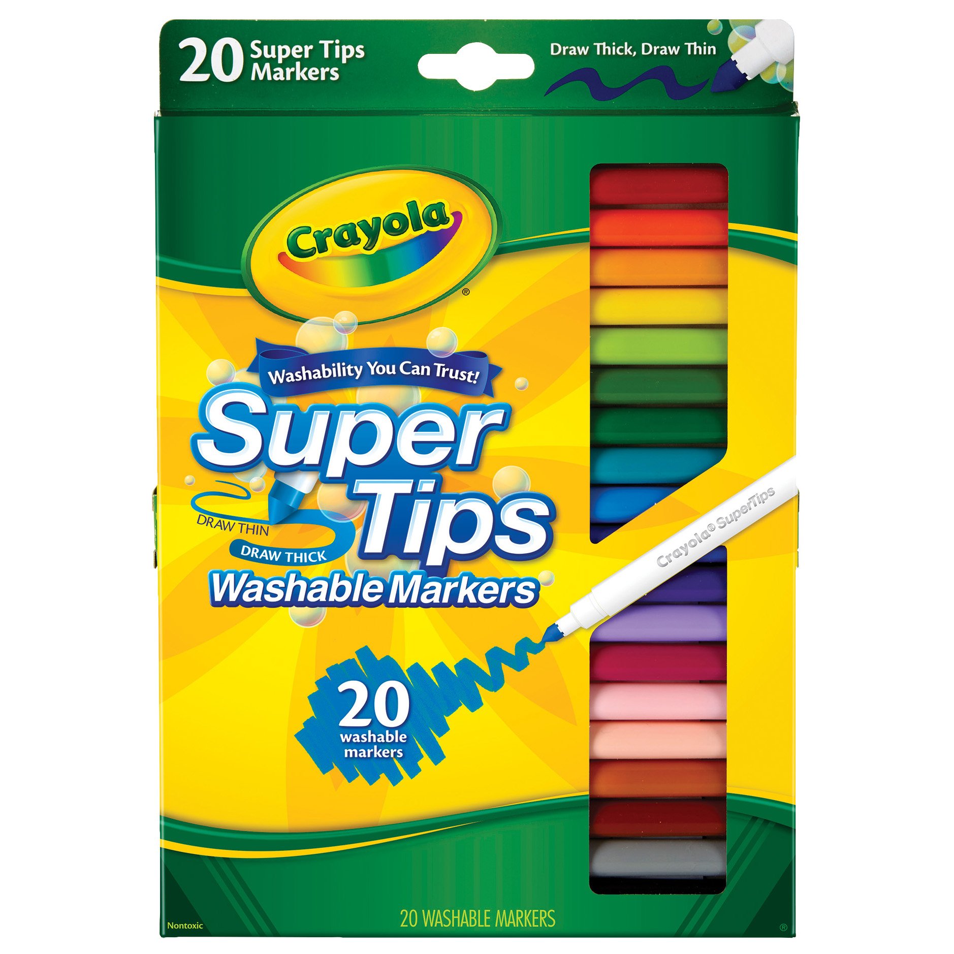 100 Washable Markers, Crayola Super Tips Will Not Bleed Through Paper, Safe  Drawing Book Coloring Bible Study Journaling Scrapbooking 