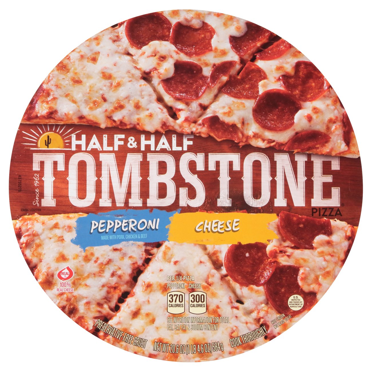 Tombstone Half & Half Pepperoni & Cheese Pizza Shop Pizza at HEB