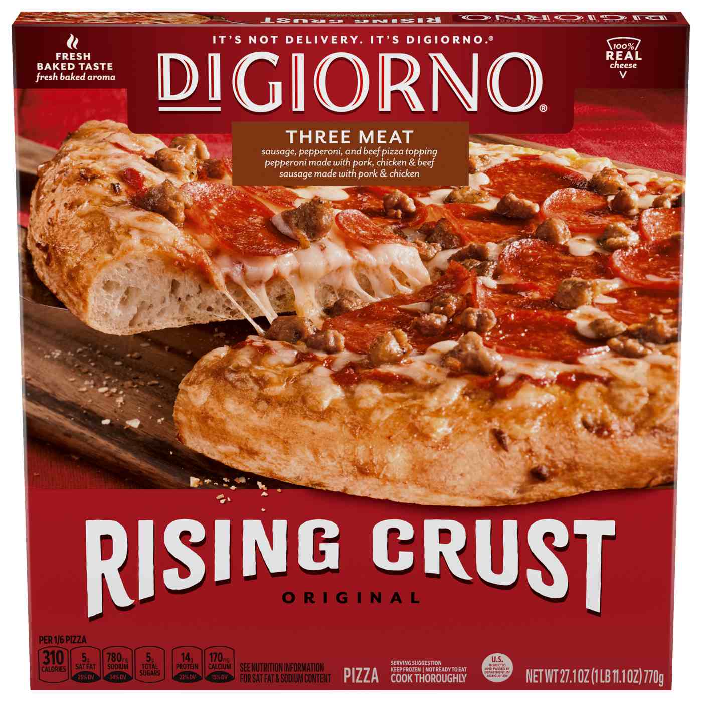 DiGiorno Rising Crust Frozen Pizza - Three Meat; image 1 of 5