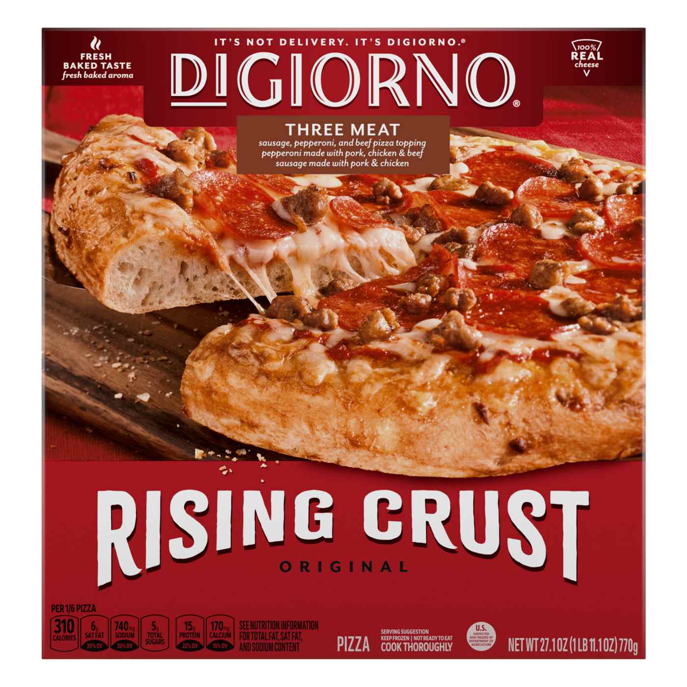 DiGiorno Rising Crust Three Meat Frozen Pizza; image 1 of 8