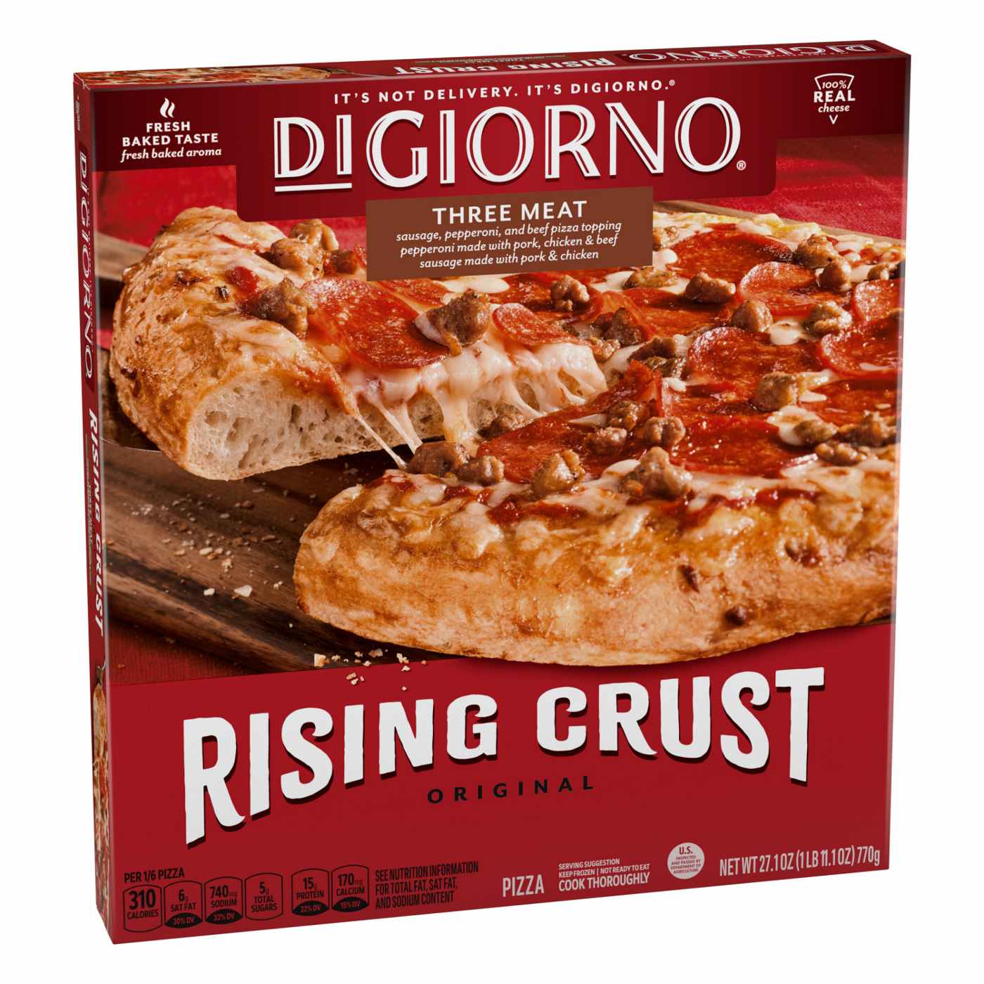 DiGiorno Rising Crust Three Meat Frozen Pizza; image 7 of 8