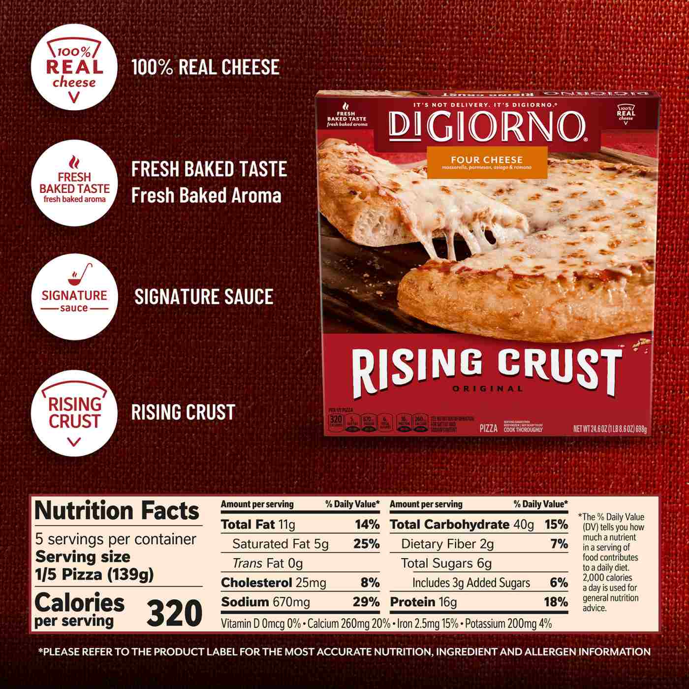 DiGiorno Rising Crust Four Cheese Frozen Pizza; image 7 of 8