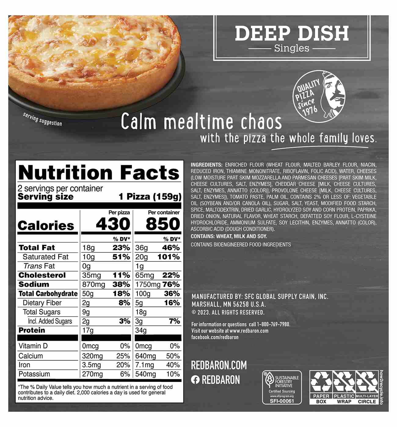 Red Baron Four Cheese Deep Dish Personal Frozen Pizza; image 7 of 7