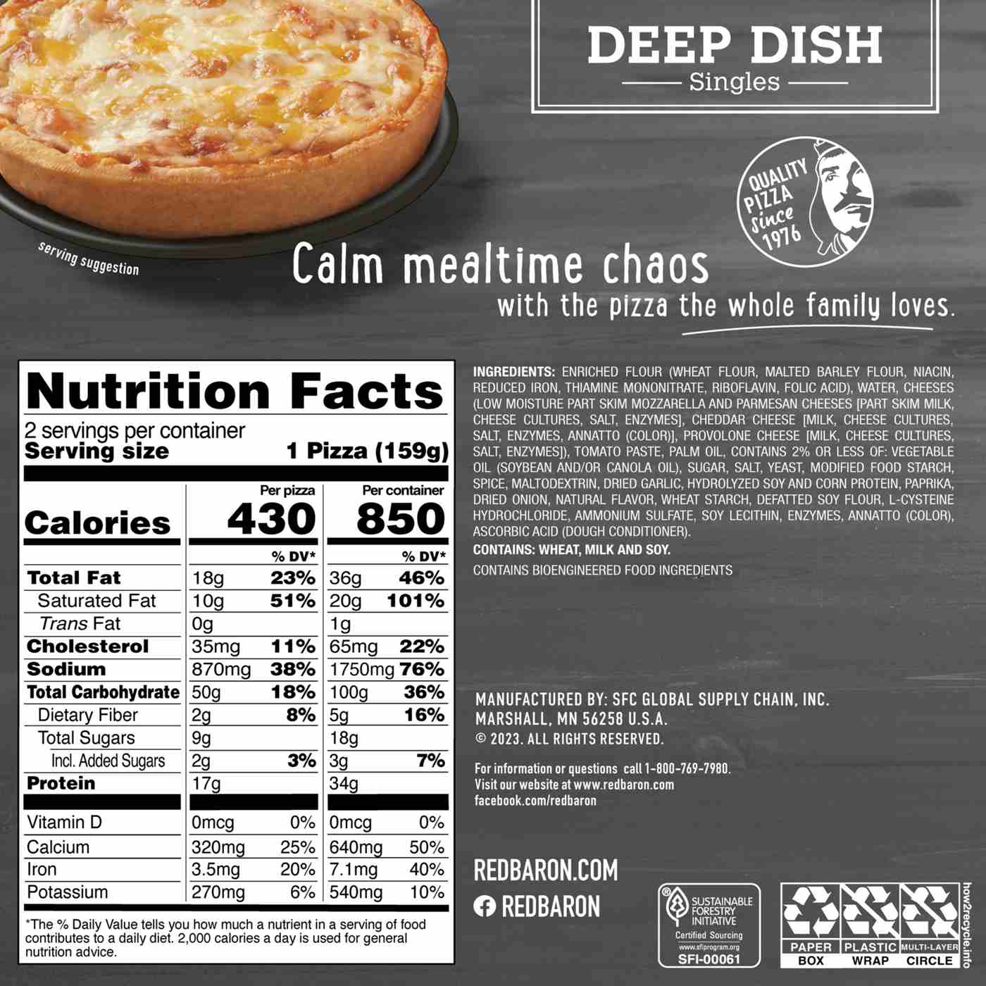 Red Baron Four Cheese Deep Dish Personal Frozen Pizza; image 8 of 10