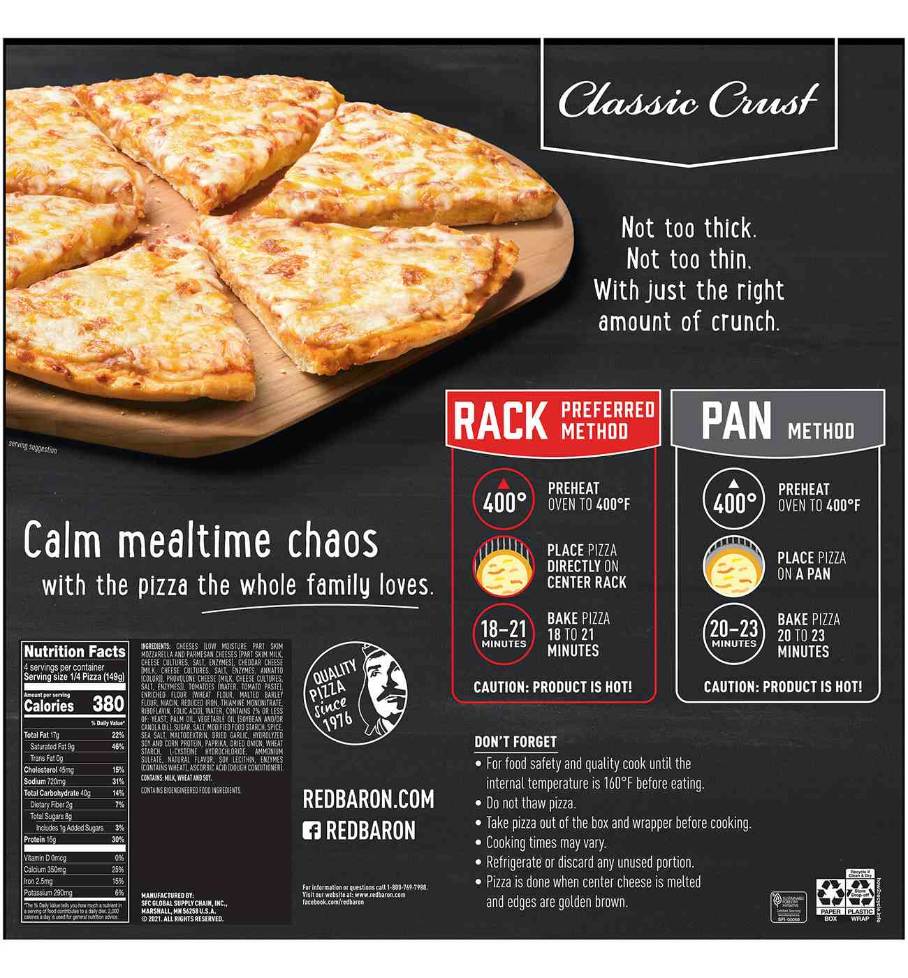 Red Baron Four Cheese Classic Crust Frozen Pizza; image 6 of 10