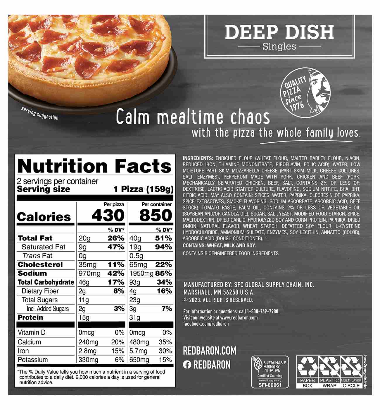 Red Baron Pepperoni Deep Dish Personal Frozen Pizza; image 7 of 7