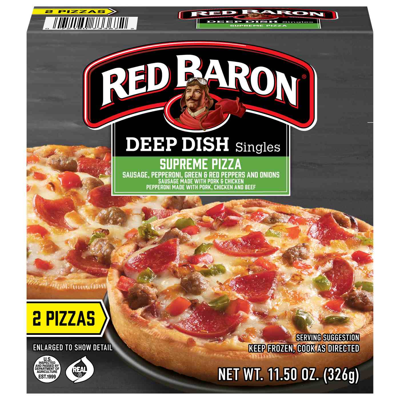 Red Baron Deep Dish Frozen Pizza Singles - Supreme; image 1 of 2
