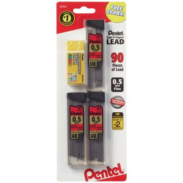 Pentel Super Hi-Polymer Lead Refills - 0.5 mm, 3 pk