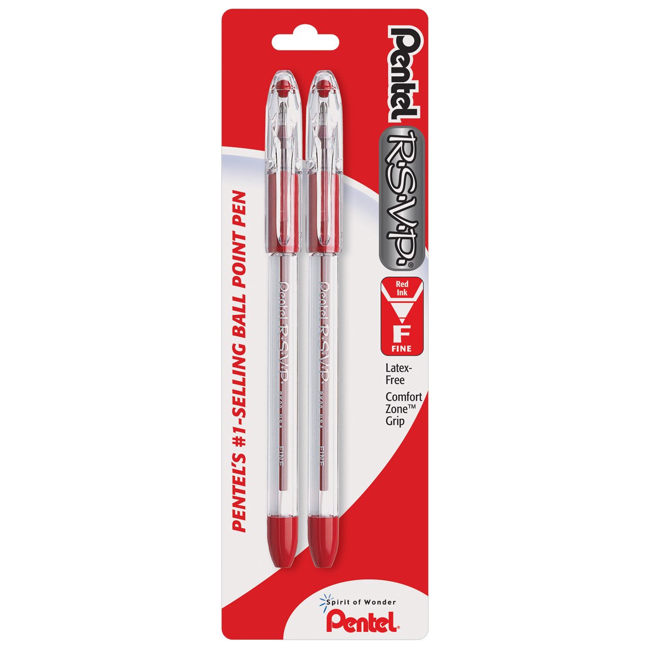 Pentel RSVP Ballpoint Pen, (0.7 mm) Fine Line, Black, 2 Pack