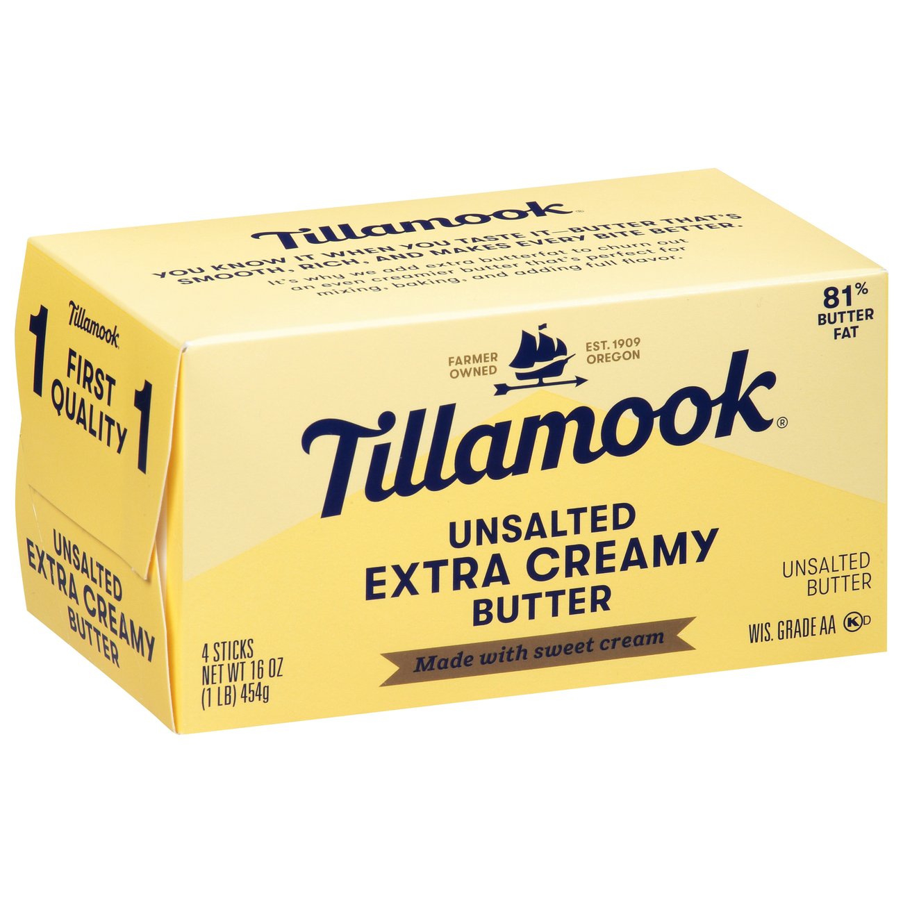 Tillamook Extra Creamy Unsalted Butter Sticks, 1 lb - Baker's