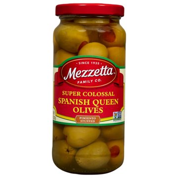 Mezzetta Super Colossal Spanish Queen Green Olives Pimiento Stuffed, 10 oz
