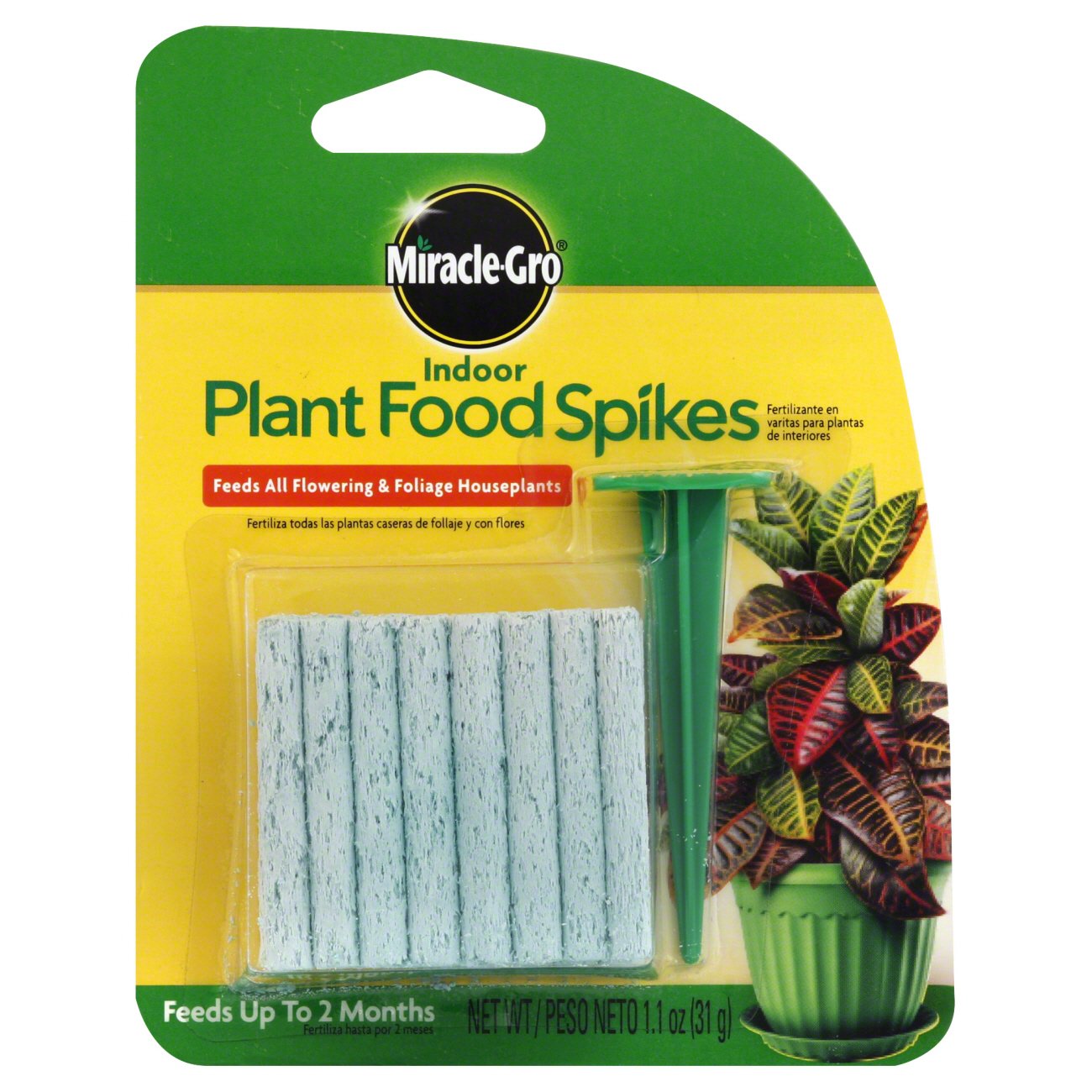 Miracle-Gro Indoor Plant Food Spikes Feed and Grow Stronger House plants 1.1 oz. 