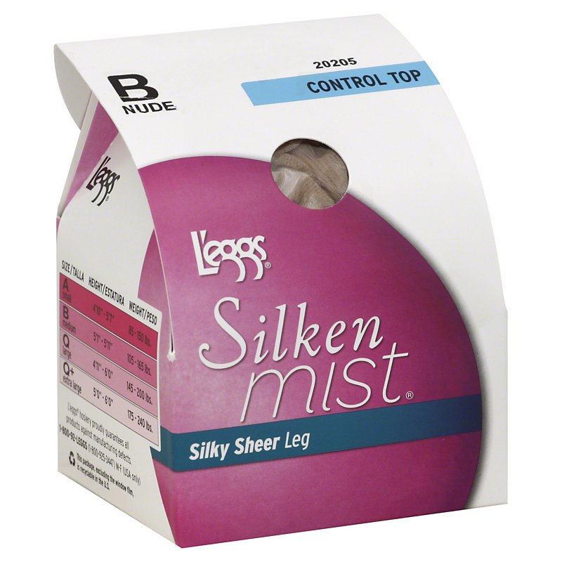 L'eggs Silken Mist Control Top Silky Sheer Leg Nude Size B Pantyhose ...