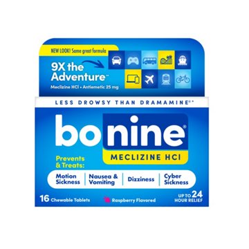 Bonine Motion Sickness Chewable Tablets - Raspberry, 16 ct