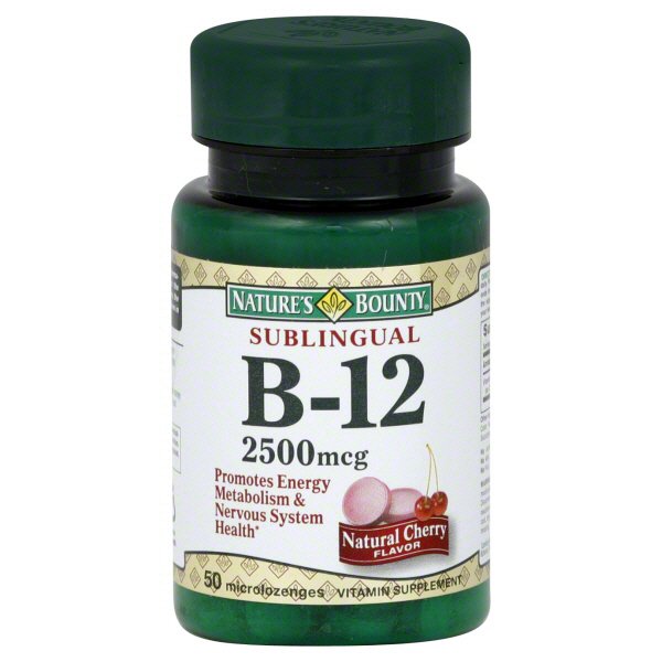 Nature's Bounty Sublingual Vitamin B-12 2500 Mcg Natural Cherry Flavor ...