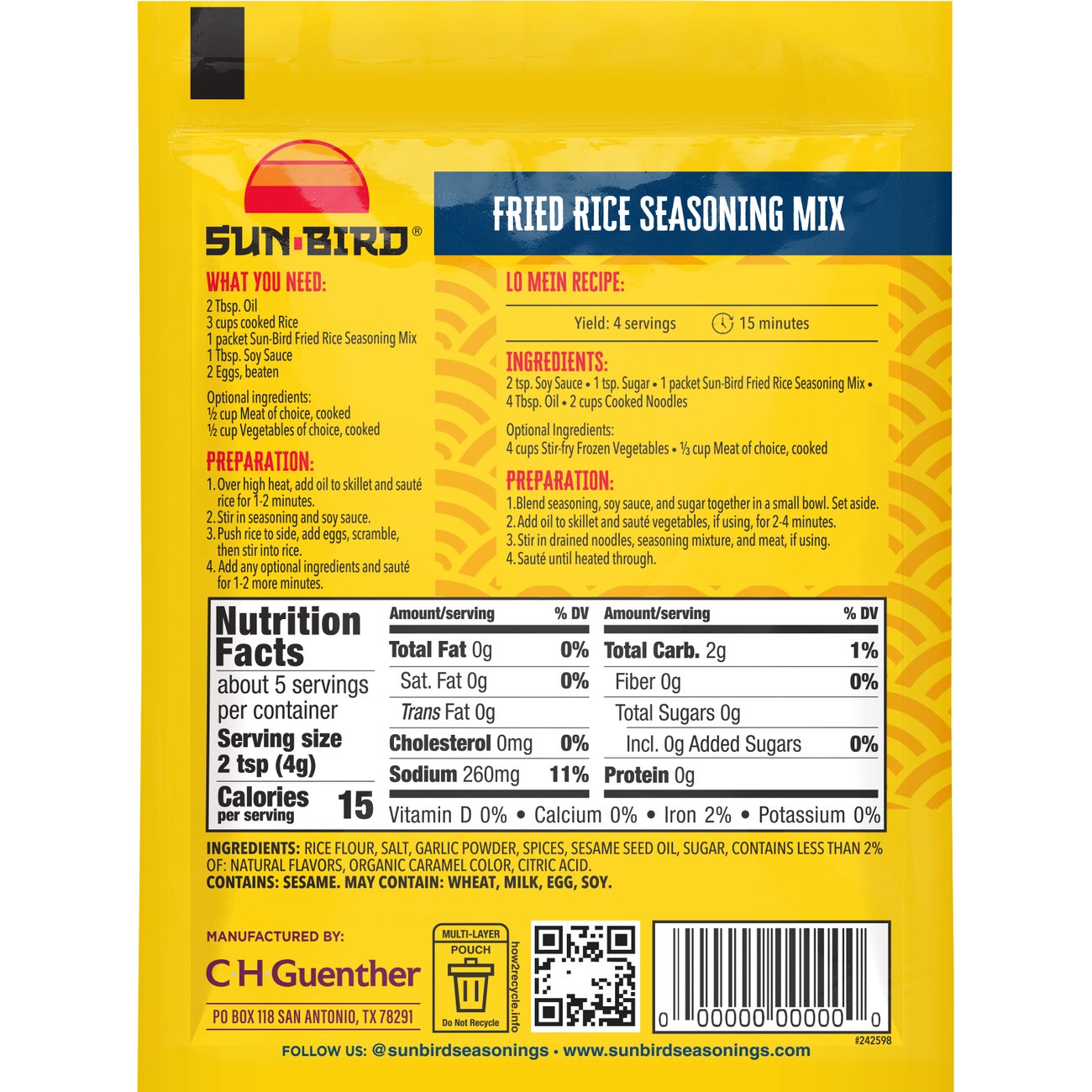 Sun-Bird Fried Rice Seasoning Mix - Shop Spice mixes at H-E-B