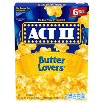 ACT II Butter Lovers Microwave Popcorn, 6 ct