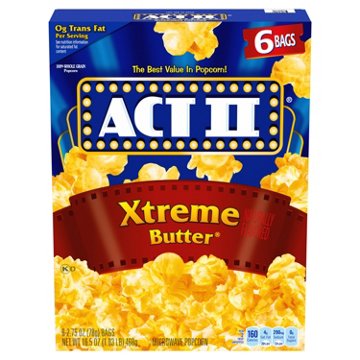 ACT II Xtreme Butter Microwave Popcorn Bags, 6 ct