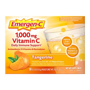 Emergen-C Vitamin C 1000mg Powder, With Antioxidants, B Vitamins and Electrolytes, Dietary Supplement Fizzy Drink Mix, Caffeine Free, 30 ct