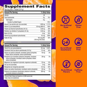 Emergen-C Vitamin C 1000mg Powder, With Antioxidants, B Vitamins and Electrolytes, Dietary Supplement Fizzy Drink Mix, Caffeine Free