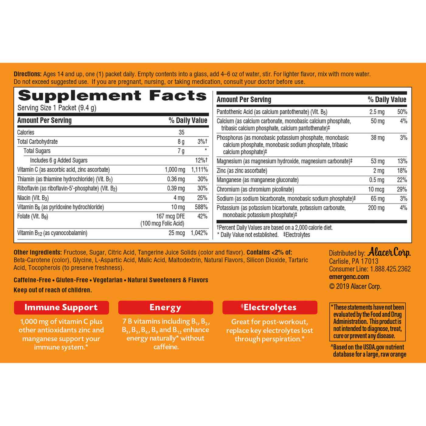 Emergen-C Vitamin C Fizzy Drink Packets - Tangerine; image 4 of 6