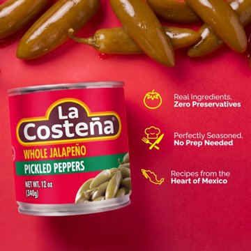 La Costena Whole Pickled Jalapeño Peppers, 12 oz