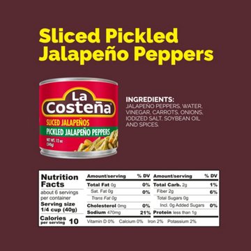La Costena Sliced Pickled Jalapeño Peppers, 12 oz