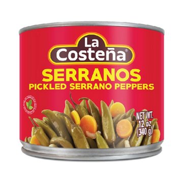La Costena Green Pickled Serrano Peppers, 12 oz