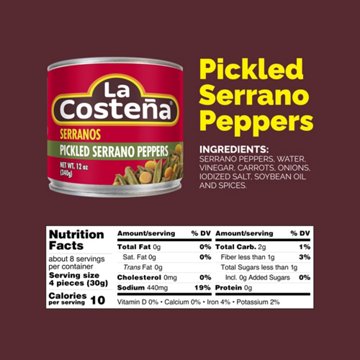 La Costena Pickled Serrano Peppers, 12 oz