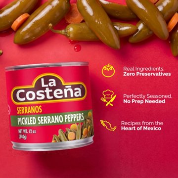 La Costena Pickled Serrano Peppers, 12 oz