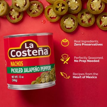 La Costena Nacho Sliced Pickled Jalapeño Peppers, 12 oz