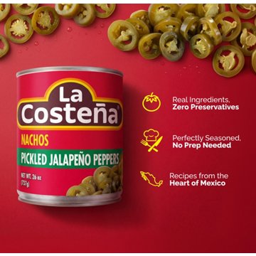 La Costena Nacho Sliced Pickled Jalapeño Peppers, 26 oz