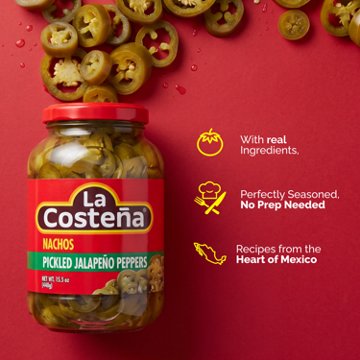 La Costena Nacho Sliced Pickled Jalapeño Peppers, 15.5 oz