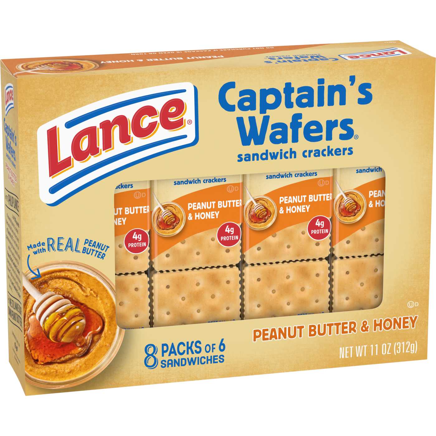 Lance Captain's Wafers Peanut Butter & Honey Sandwich Crackers; image 2 of 10