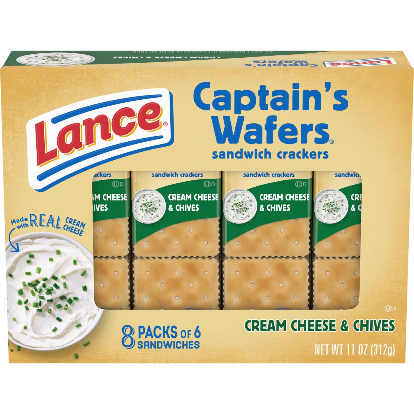 Lance Captain's Wafers Cream Cheese & Chives Sandwich Crackers; image 1 of 10