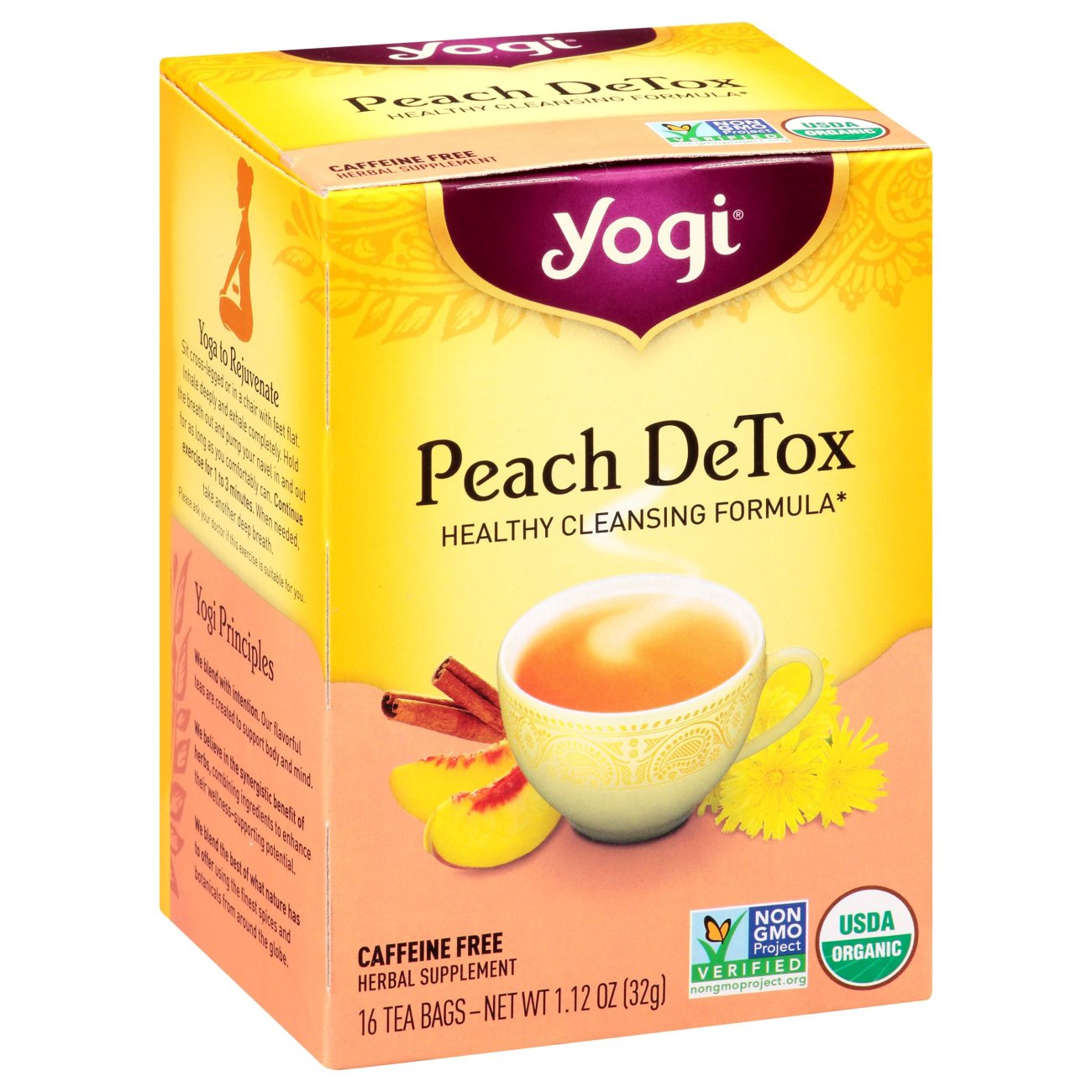 Yogi Peach DeTox Caffeine Free Tea Bags, 16 ct | Central Market