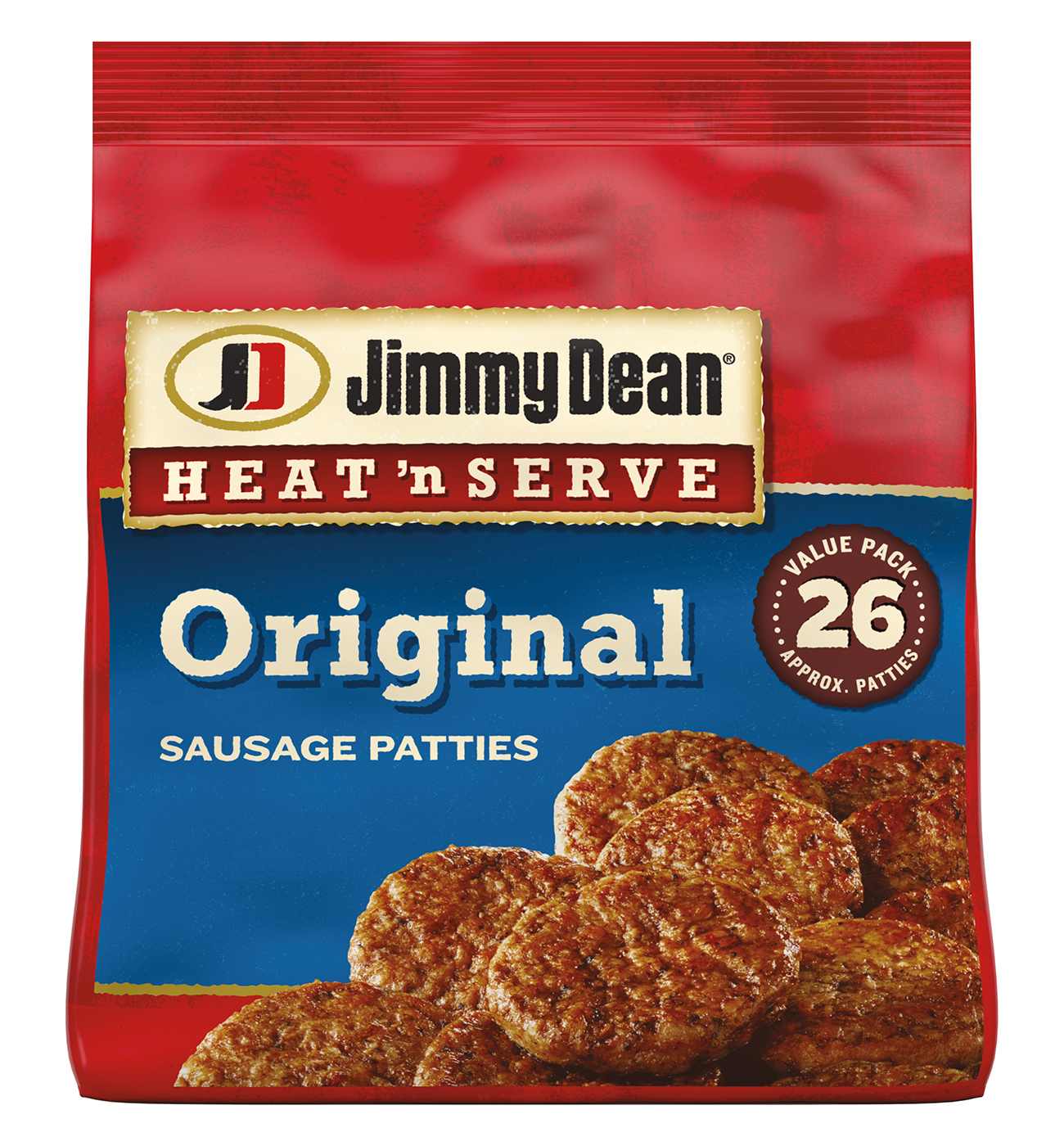 Jimmy Dean Heat 'n Serve Frozen Pork Breakfast Sausage Patties - Original, 26 ct; image 1 of 5