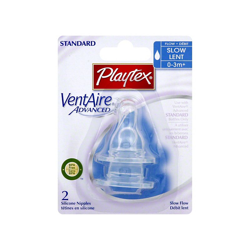 Playtex VentAire Advanced Standard Slow Flow Silicone Nipples (0-3