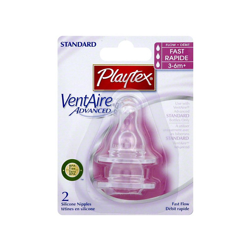 Playtex VentAire Advanced Standard Fast Flow Silicone Nipples (3-6