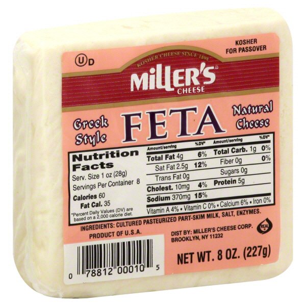 Miller's Cheese Kosher Natural Greek Style Feta Cheese - Shop Cheese At ...