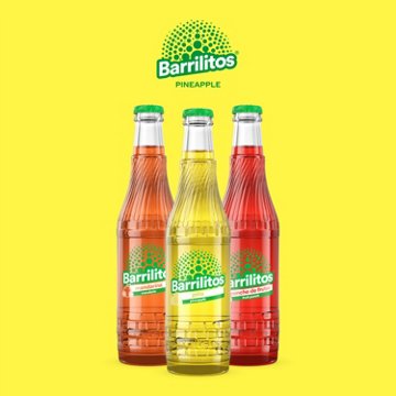 Barrilitos Pineapple Piña Fruit Flavored Soda Glass Bottle
